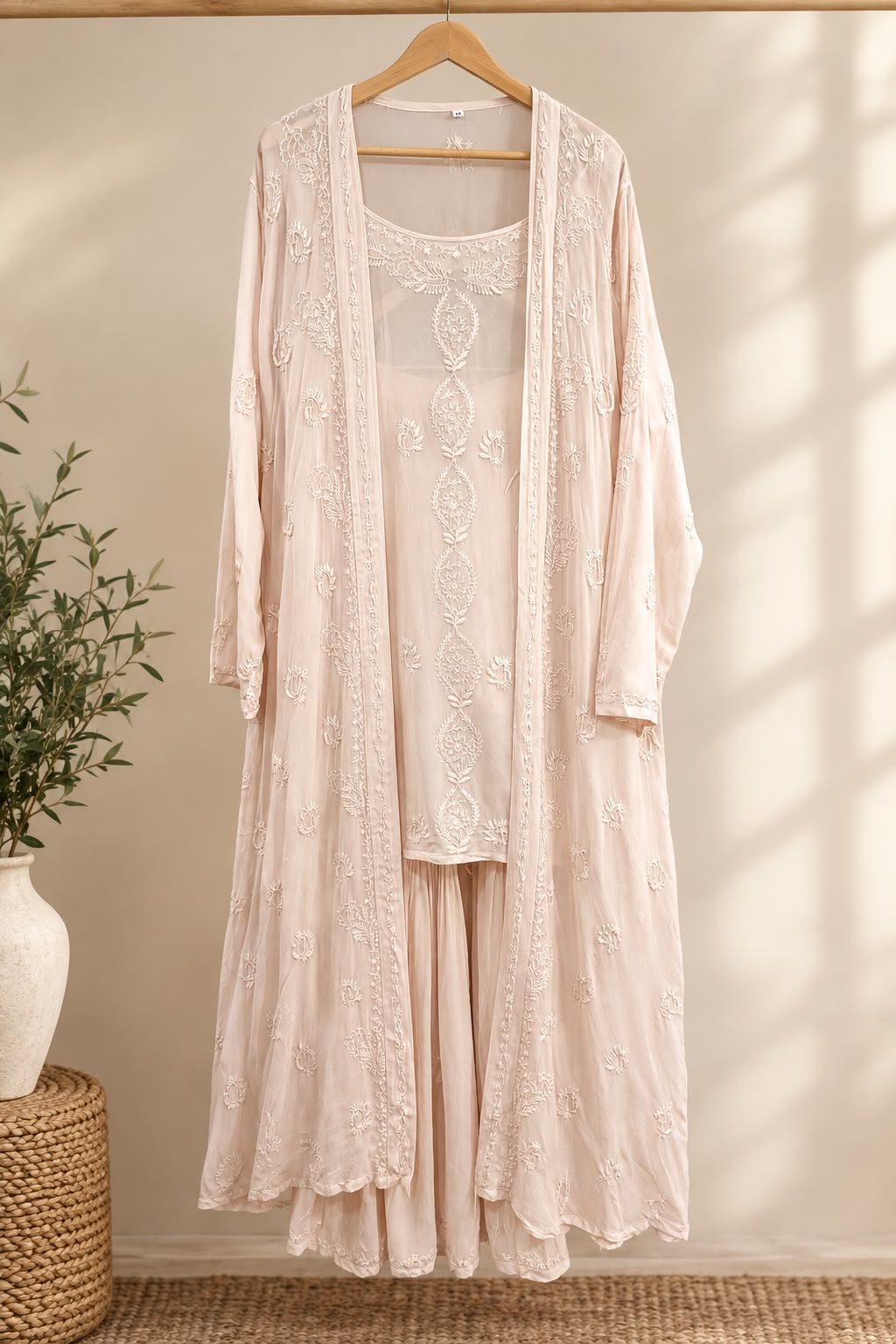 Chikankari Three-Piece Sharara Set