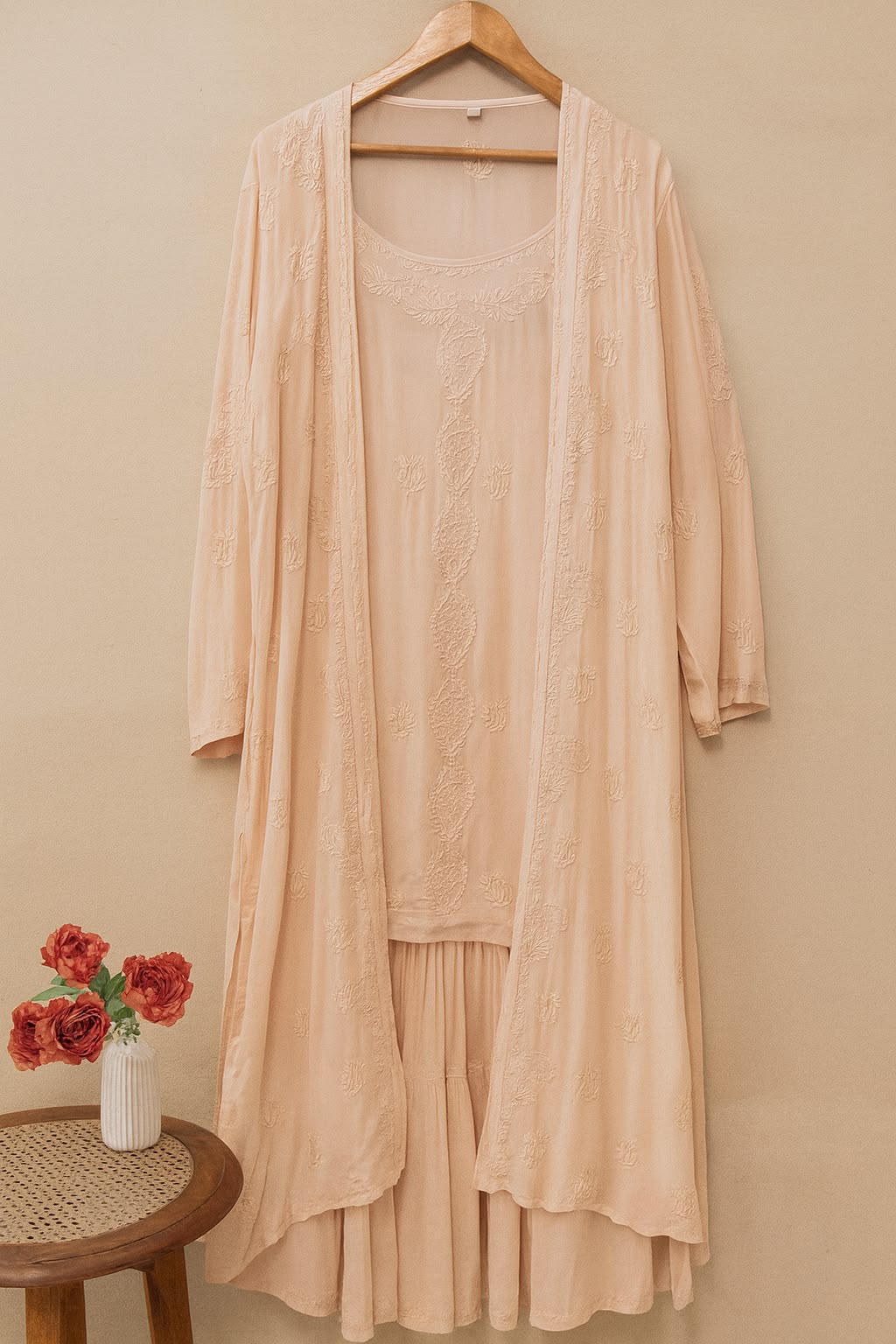 Chikankari Three-Piece Sharara Set