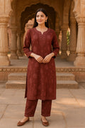 Hand-Embroidered Lucknowi Chikankari Viscose Georgette Palazzo Set