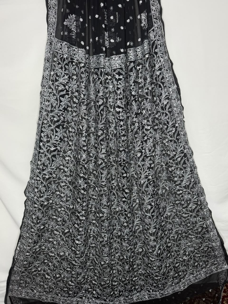 Georgette Chikankari Saree in Black