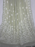 GEORGETTE CHIKANKARI SAREE IN PASTEL PISTA GREEN