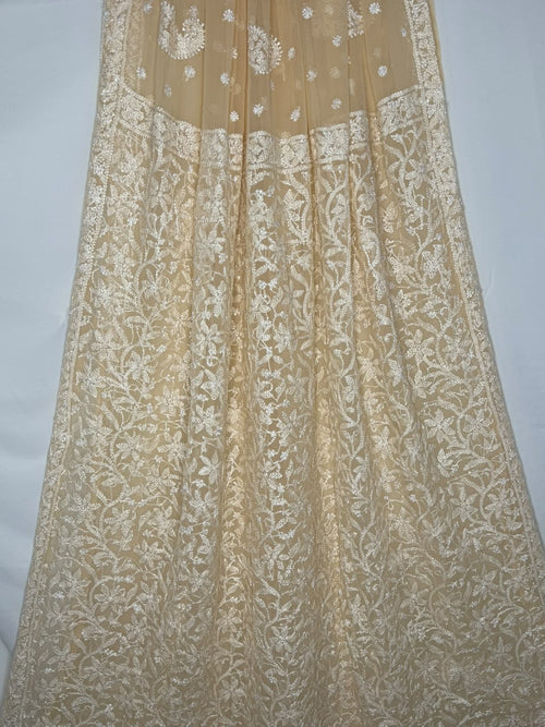 GEORGETTE CHIKANKARI SAREE IN CREAM