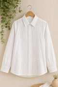 Women's White Chikankari Shirt | 100% Cotton | Handcrafted | Sizes S–XL
