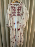 Pure Mul Chikankari Shirt & Dupatta Set – Ivory & Maroon