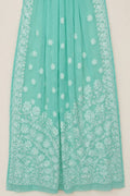 GEORGETTE CHIKANKARI SAREE IN SEA GREEN