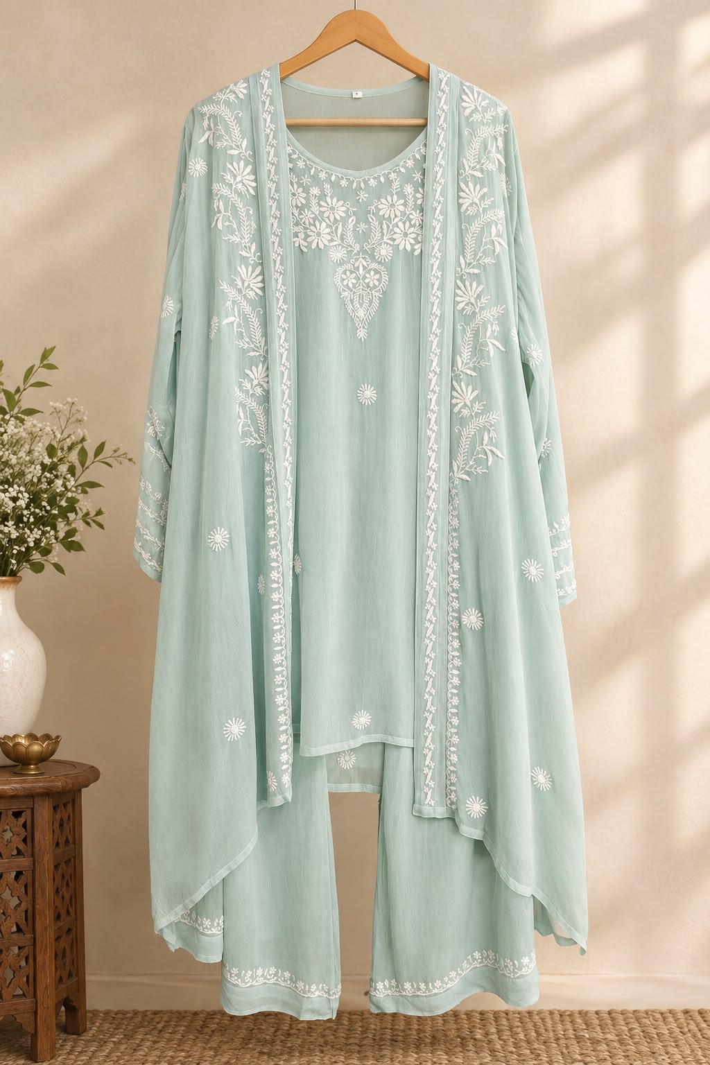 Chikankari Three-Piece Palazzo Set