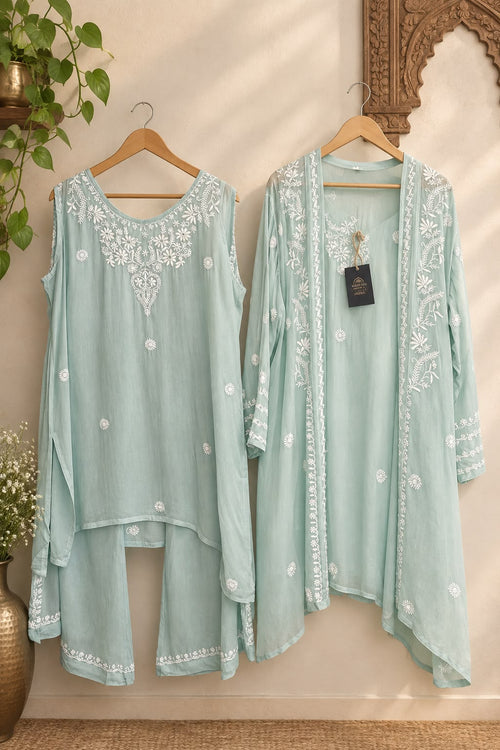 Chikankari Three-Piece Palazzo Set